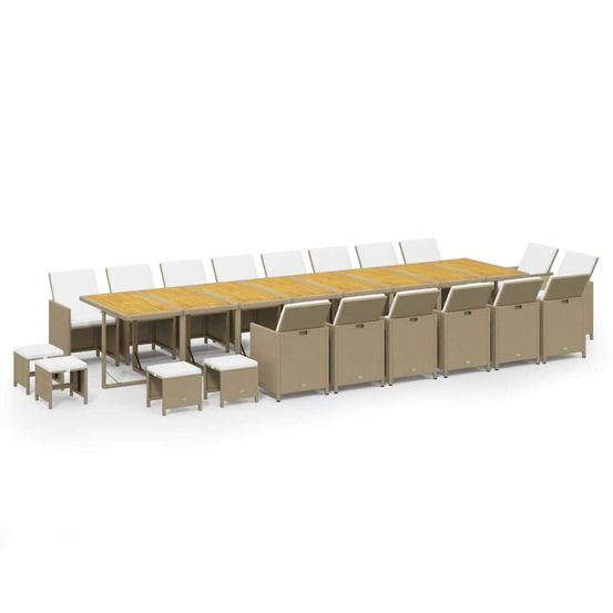 Ensemble à manger de jardin coussins 21 pcs résine tressée