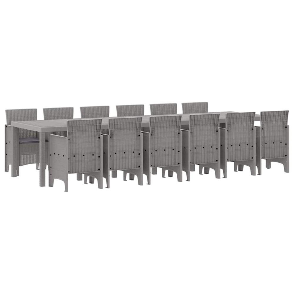 Ensemble de salle à manger pour jardin 13 pcs gris clair