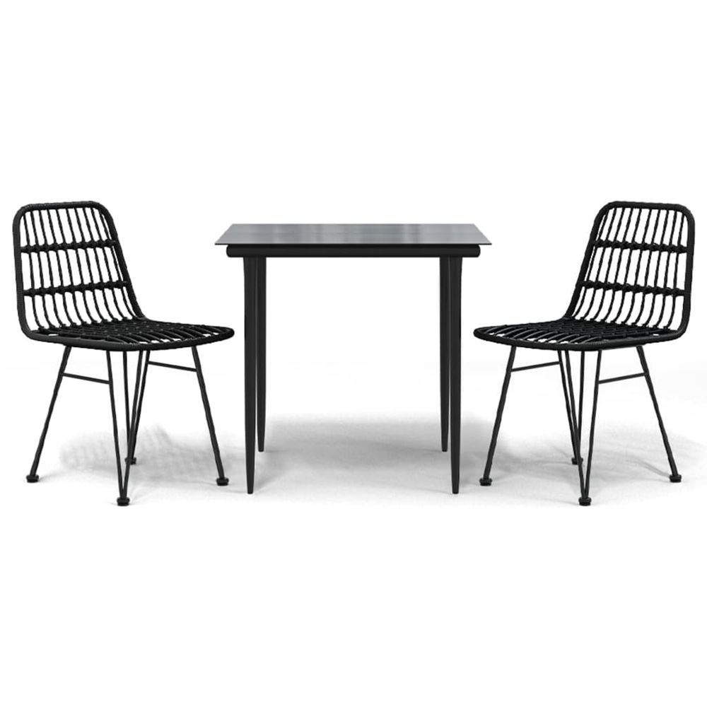 Ensemble à manger de jardin 3 pcs noir résine tressée