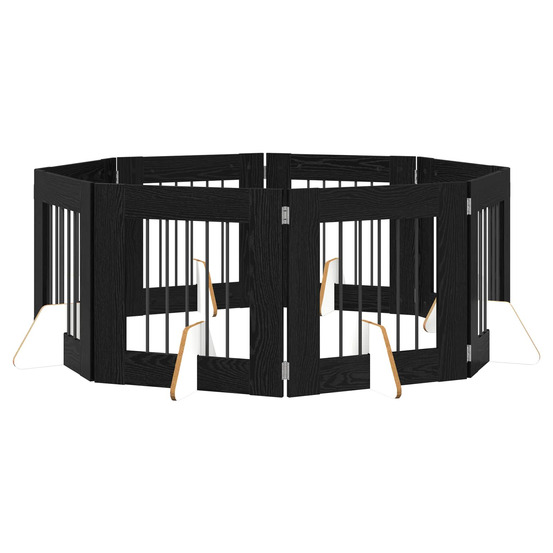 Portillon pour chien avec supports 8 pcs chêne noir 60 x 60 cm