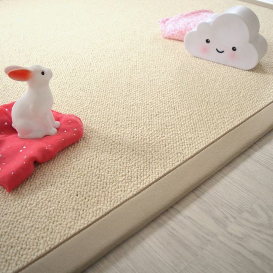Tapis pure laine - latoon écru - ganse coton grège - 250 x 350 cm