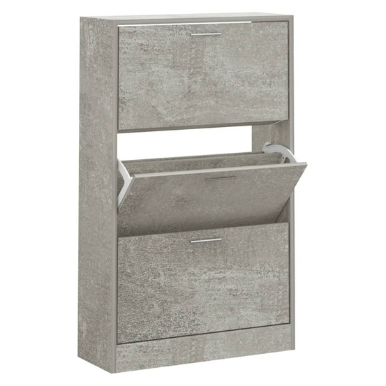 Armoire à chaussures gris béton 63x24x103 cm bois d'ingénierie