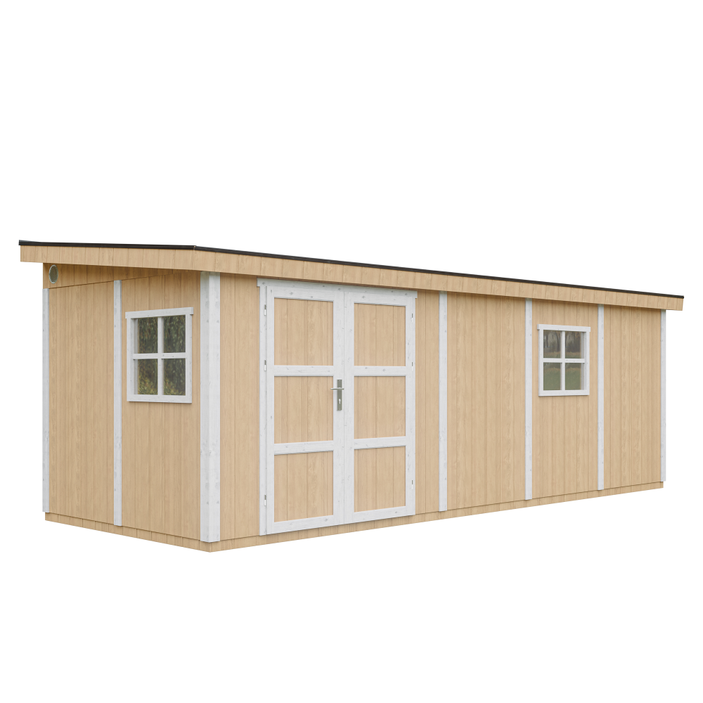 Abri de jardin qualité premium 14,30 m² - h231x248x648 cm - timbela m941-harvest honey