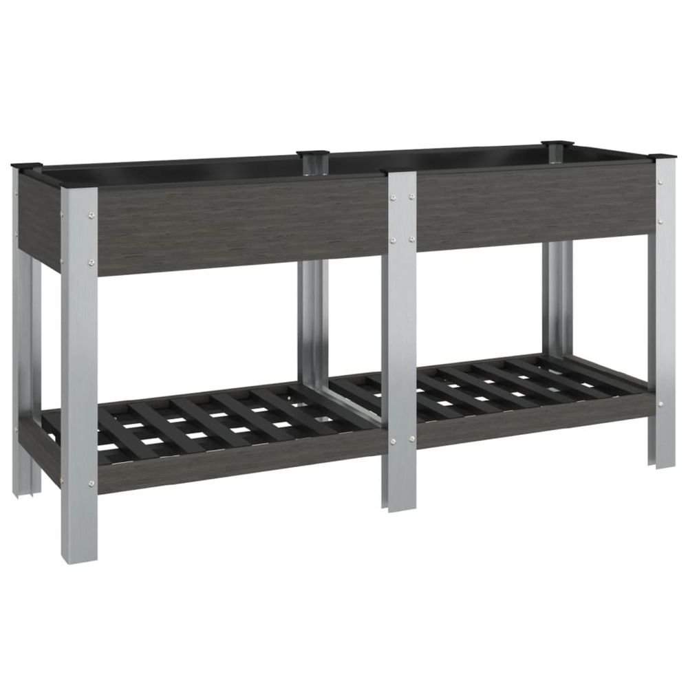 Lit surélevé de jardin avec étagère gris 150x50x75 cm wpc