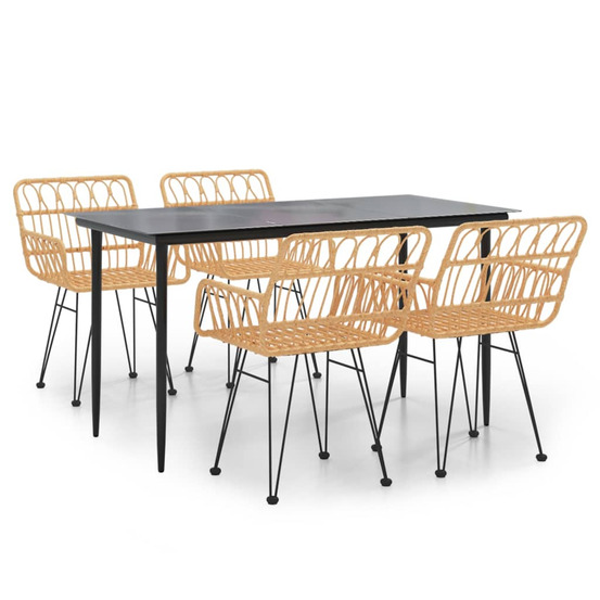 Ensemble à manger de jardin 5pcs résine tressée