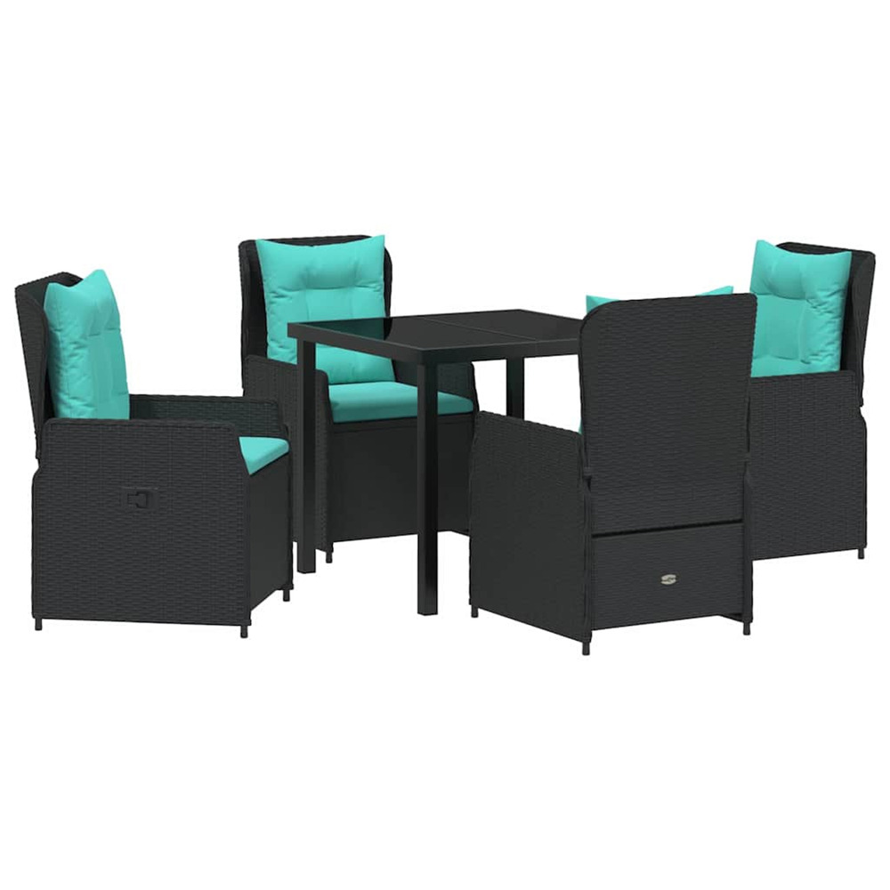 Ensemble de salle à manger pour jardin 5 pcs noir poly rotin