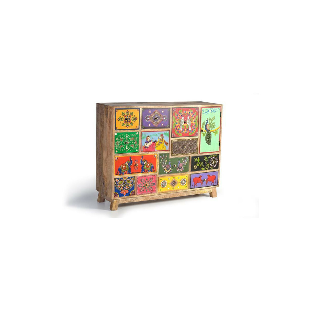 Commode 13 tiroirs bois multicolore - lexine décoration d'autrefois