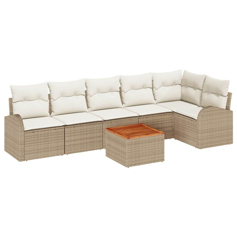 Ensemble de canapé de jardin 7 pc beige et crème polyrotin