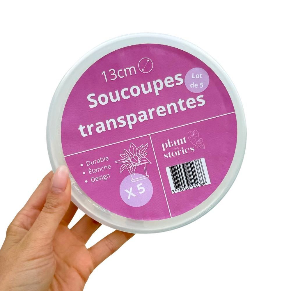 Soucoupes transparentes pour plantes - soucoupes rigides - coupelles pour plantes - pot de 13cm - x5 unités - 13 cm