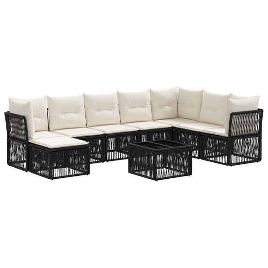 Ensemble de canapé de jardin 9 pc noir polyrotin