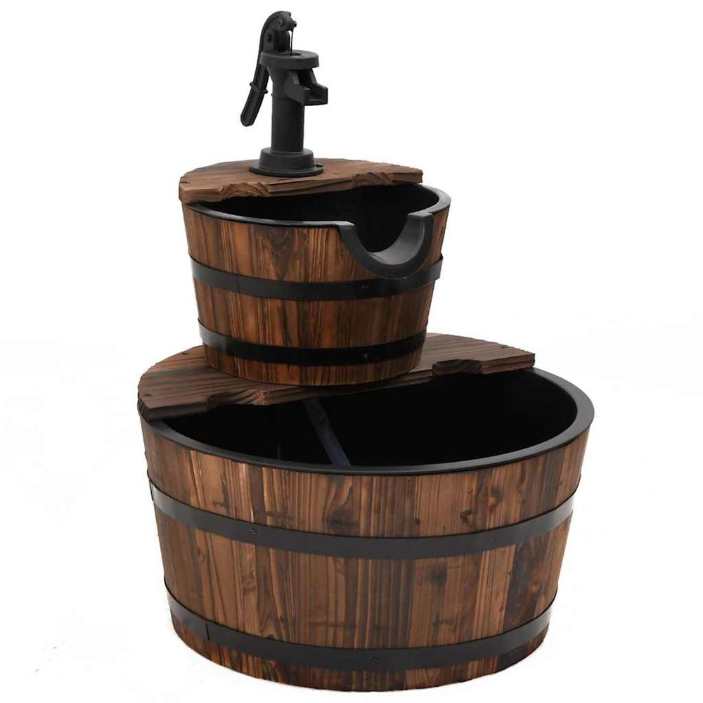 Fontaine à eau avec pompe 44,5x44,5x58 cm bois de sapin massif