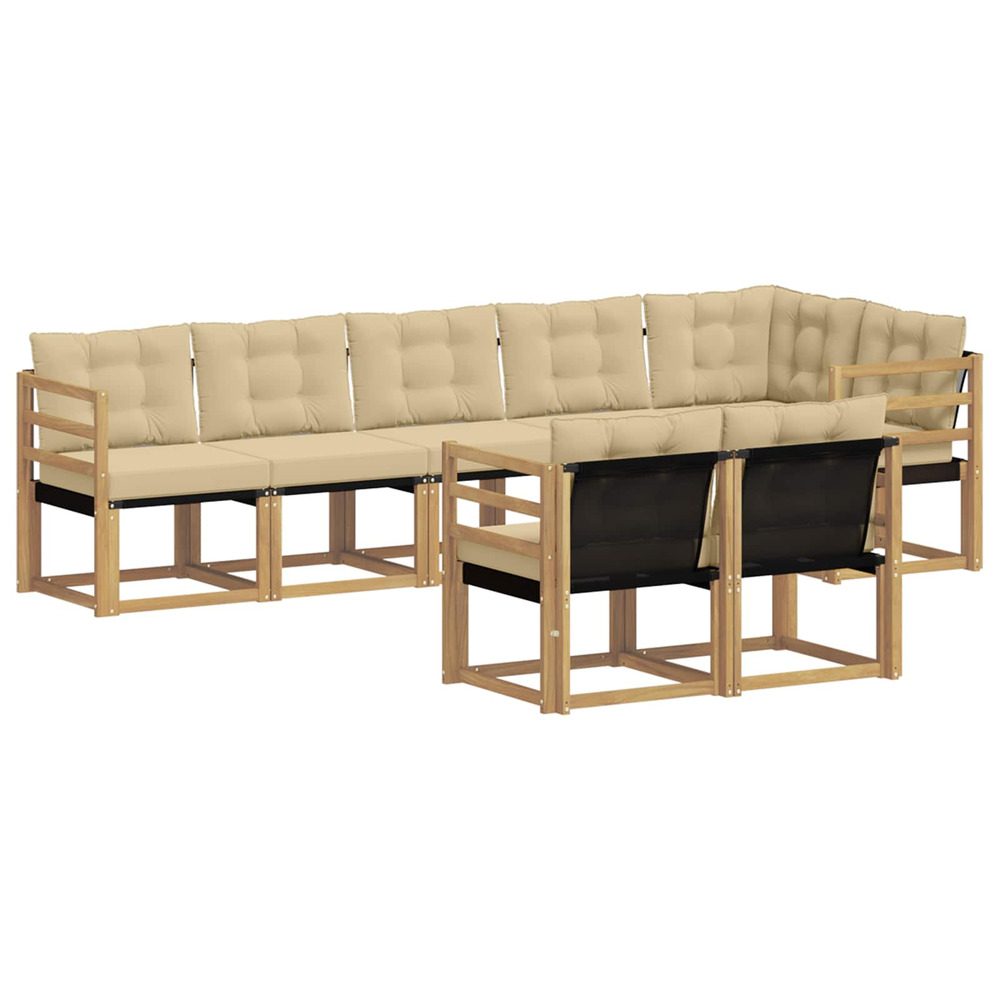 Ensemble de canapés d'extérieur 8 pcs blanc et beige