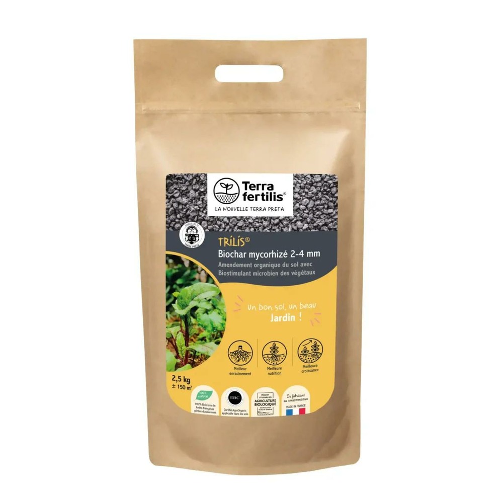 Biochar mycorhizé trilis 2-4 mm biostimulant- sac de 2,5kg