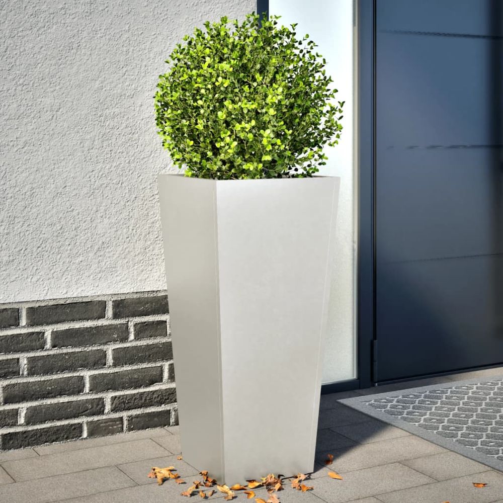 Lot de 2 jardinières hautes design en acier inoxydable 75 cm pour jardin
