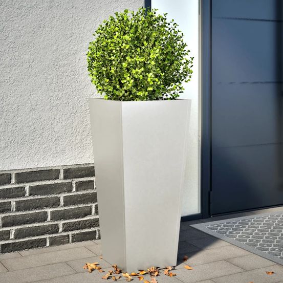 Lot de 2 jardinières hautes design en acier inoxydable 75 cm pour jardin