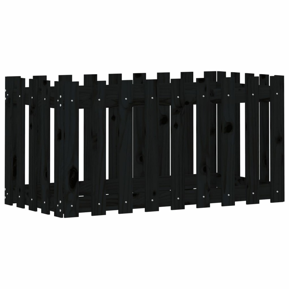 Jardinière bac lit surélevé plantes fleurs terrasse jardin de jardin design de clôture 100 x 50 x 50cm pin massif noir 02_003