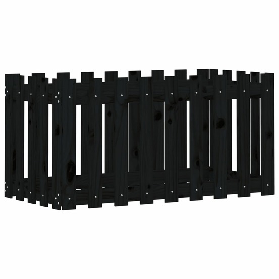 Jardinière bac lit surélevé plantes fleurs terrasse jardin de jardin design de clôture 100 x 50 x 50cm pin massif noir 02_003