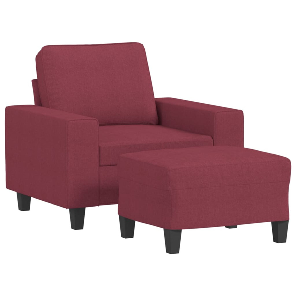 Fauteuil avec repose-pied rouge bordeaux 60 cm tissu
