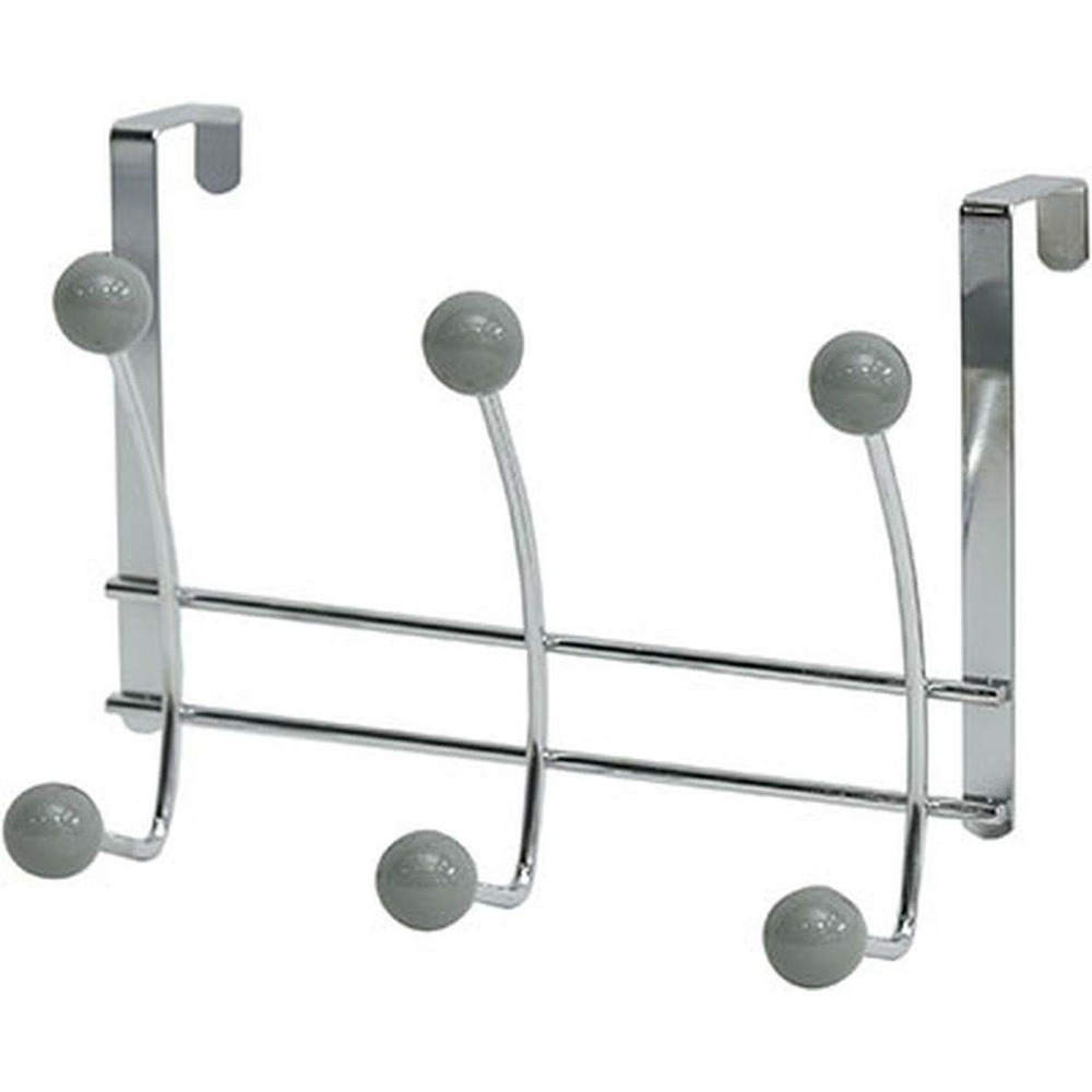 Patere metal 6 crochets ceramique - chrome/gris