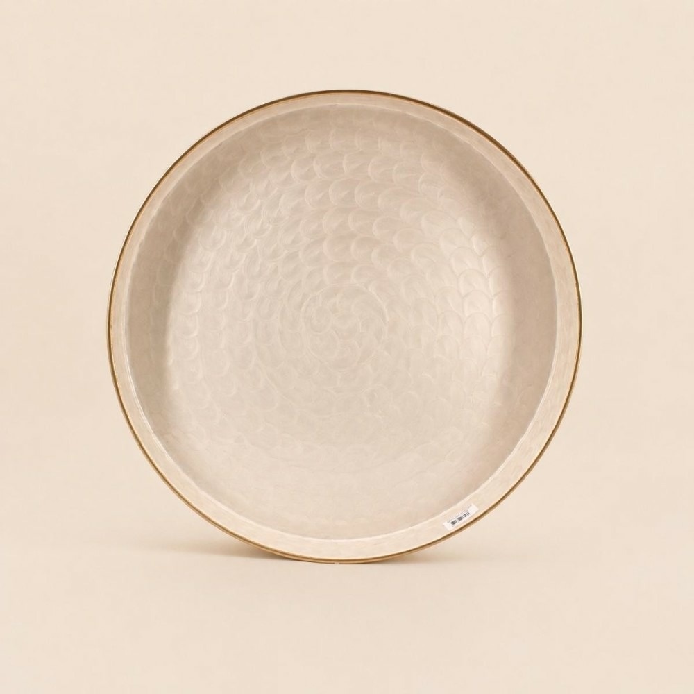 Plateau en métal doré aspect nacré 46cm