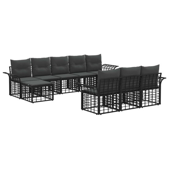 Ensemble de canapés d'extérieur 10 pcs noir et gris foncé