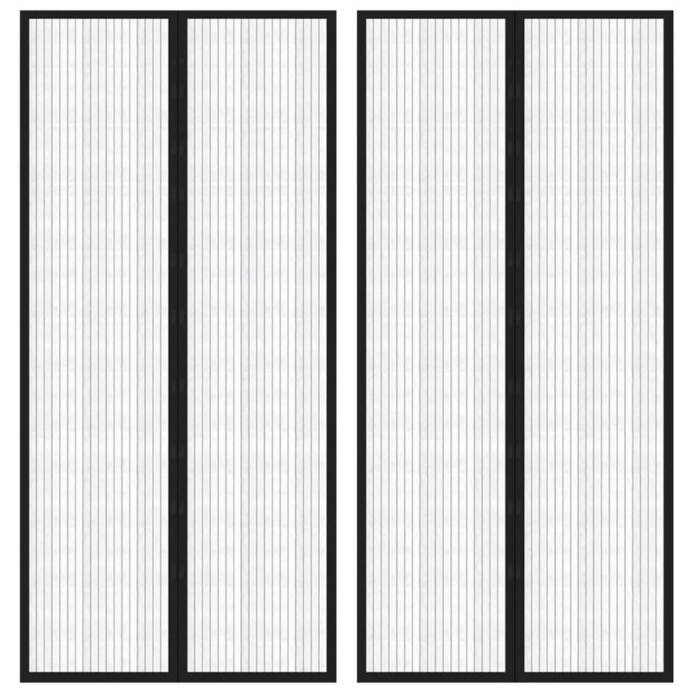 Rideaux de porte anti-insectes 2 pcs et aimants noir 220x110 cm