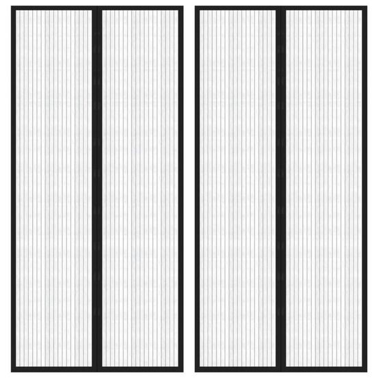 Rideaux de porte anti-insectes 2 pcs et aimants noir 220x110 cm