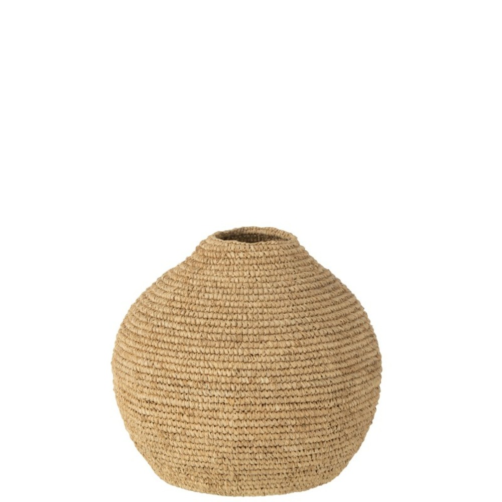 Vase rond en fibres naturelles beige 44x44x52 cm
