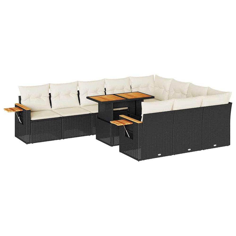Ensemble de canapés de jardin 11 pcs et coussins rotin acacia