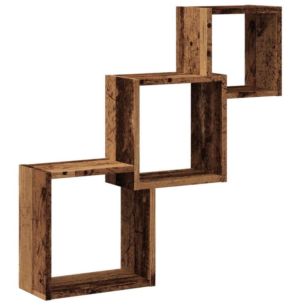 Étagère murale en forme de cube vieux bois bois d'ingénierie