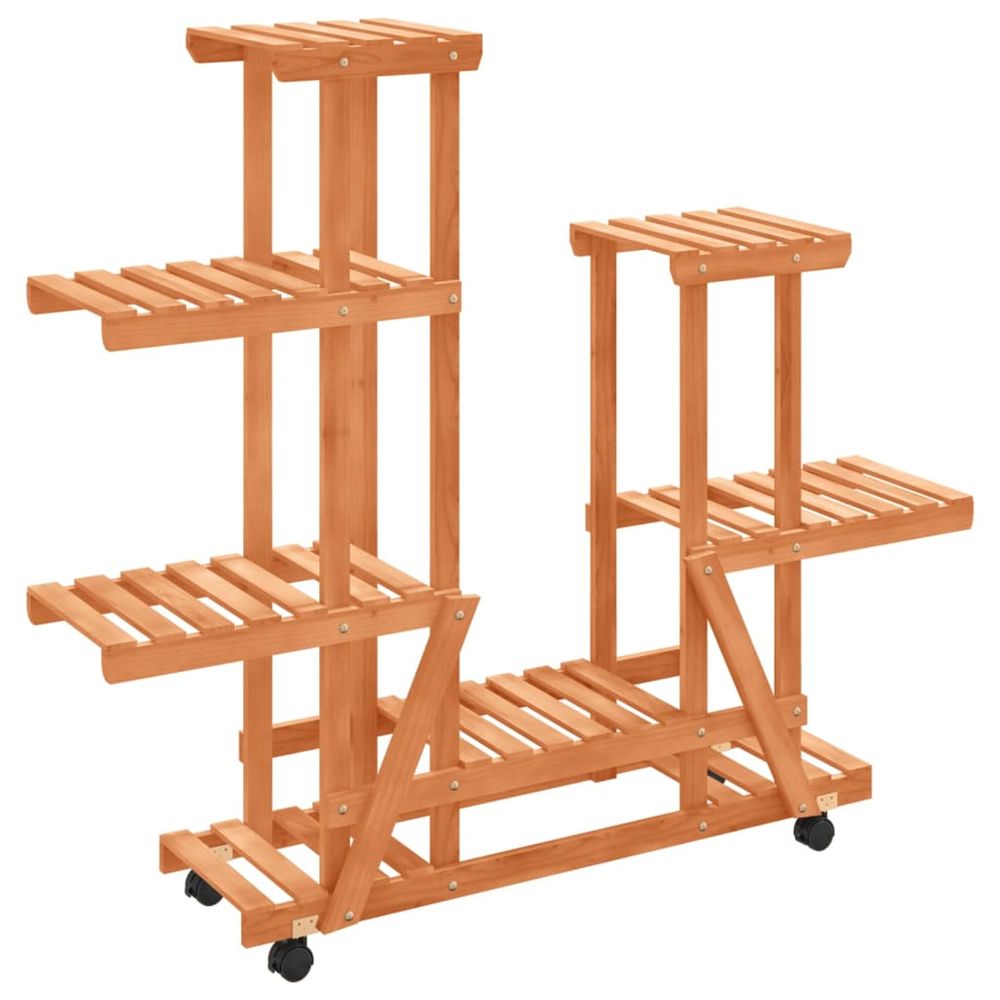 Support à fleurs avec roues 95x25x101 cm bois massif de sapin