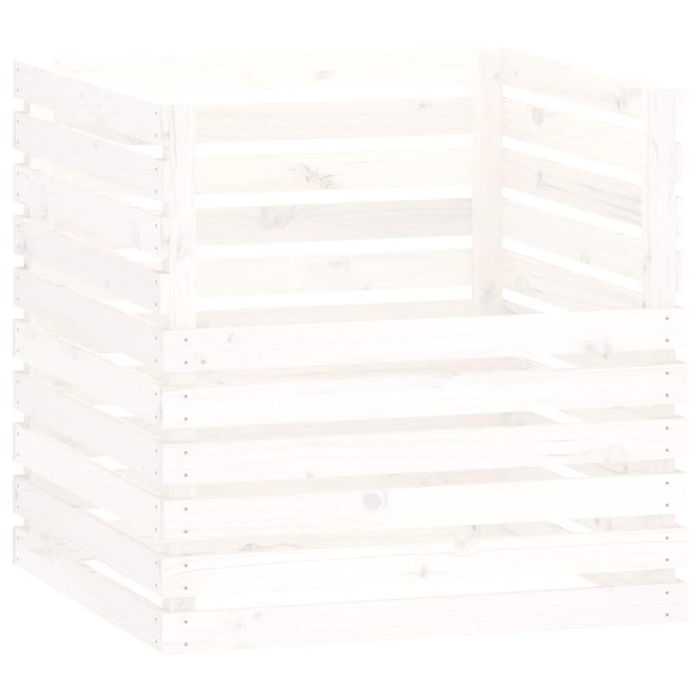 Composteur blanc 80x80x78 cm bois massif de pin