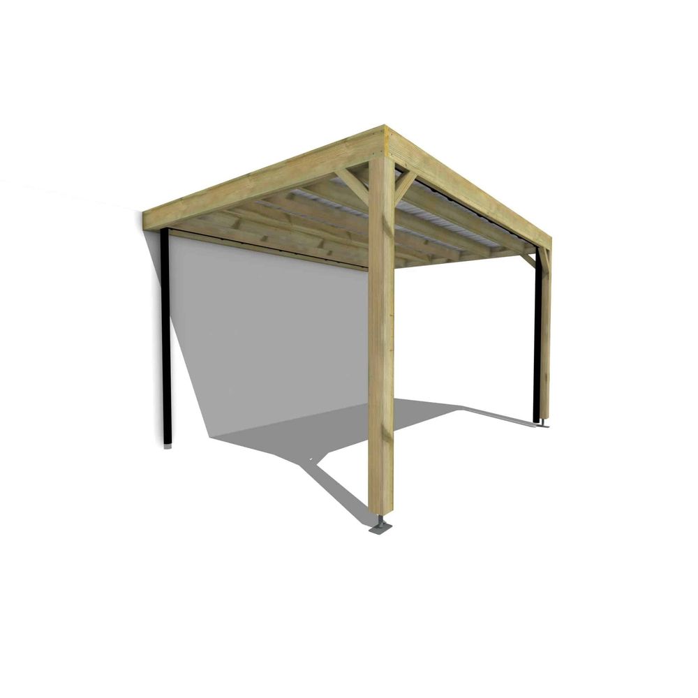 Carport bois • 4m x 3m • adossée • sens largeur • livraison comprise