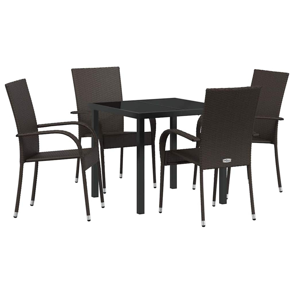 Ensemble de salle à manger pour jardin 5 pcs marron poly rotin