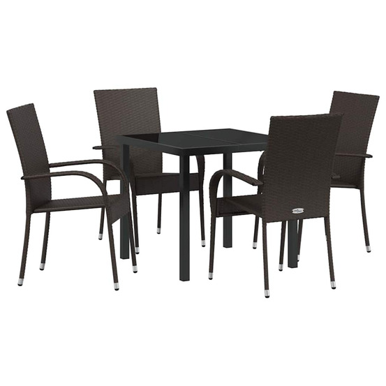 Ensemble de salle à manger pour jardin 5 pcs marron poly rotin