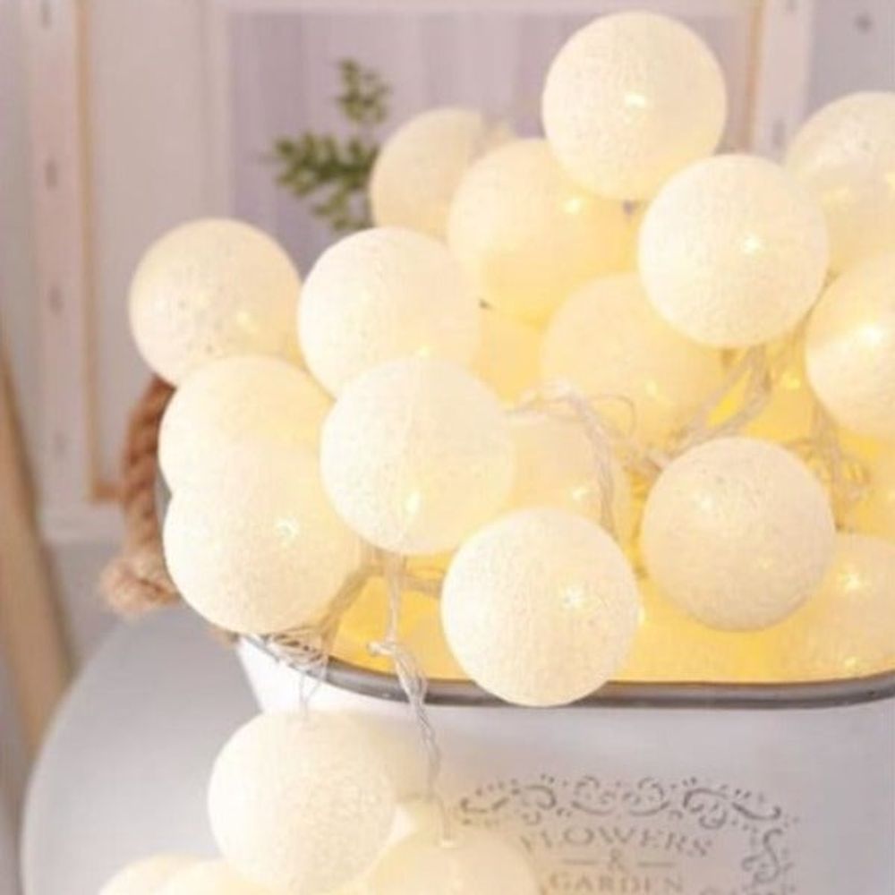 Guirlande lumineuse à boules blanches - usb