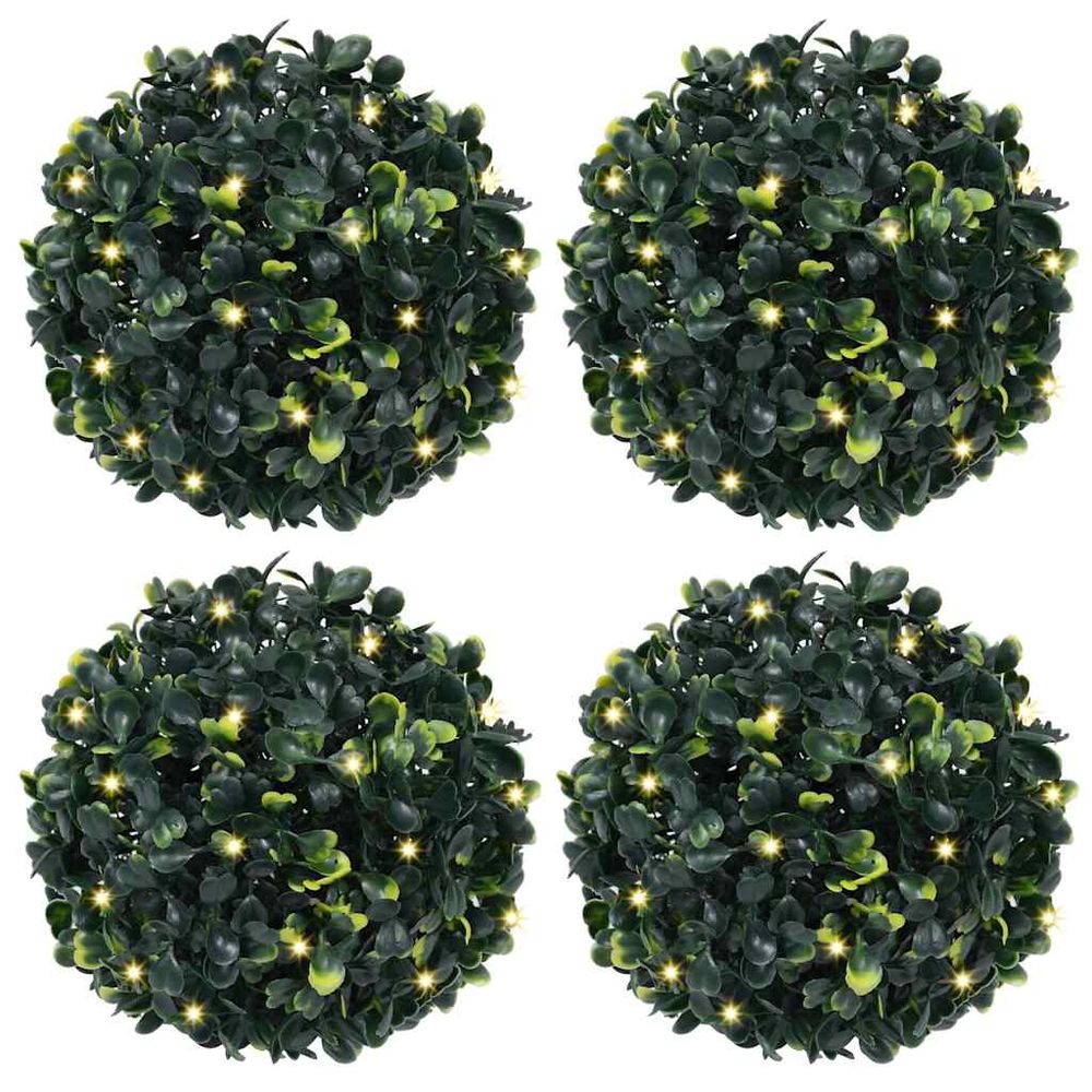 Boules de buis artificielles avec lumières led 4 pcs vert 12 cm