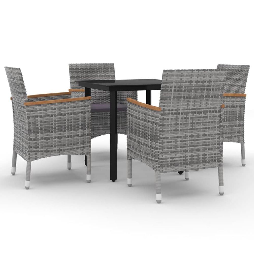 Ensemble à manger de jardin coussins 5 pcs résine tressée verre
