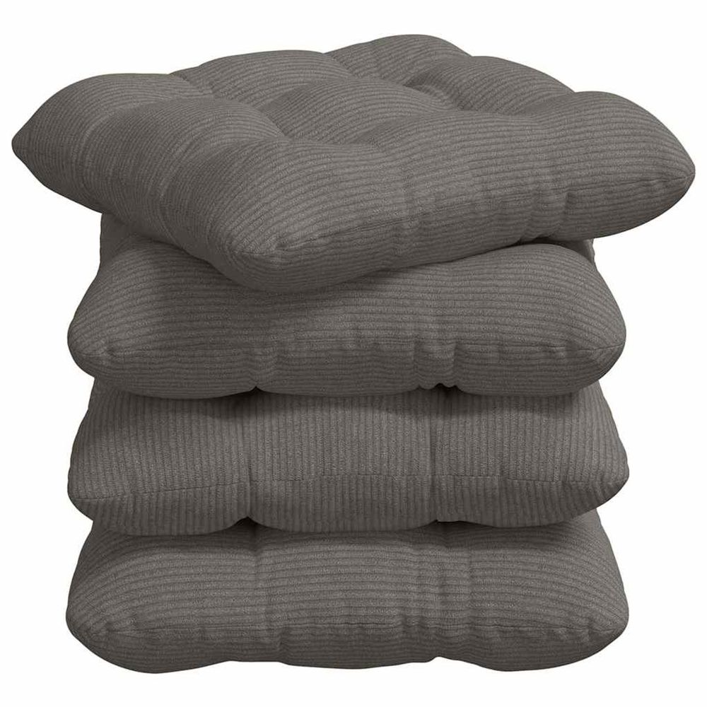 Coussins de siège 4 pc tissu en velours côtelé gris clair