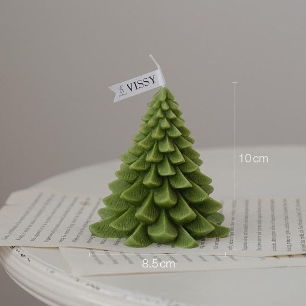 Bougie de noël - sapin vert foncé
