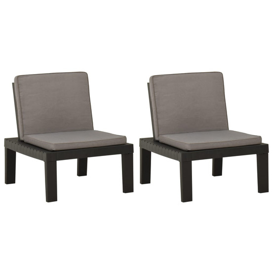 Chaises de salon de jardin et coussins lot de 2 plastique gris