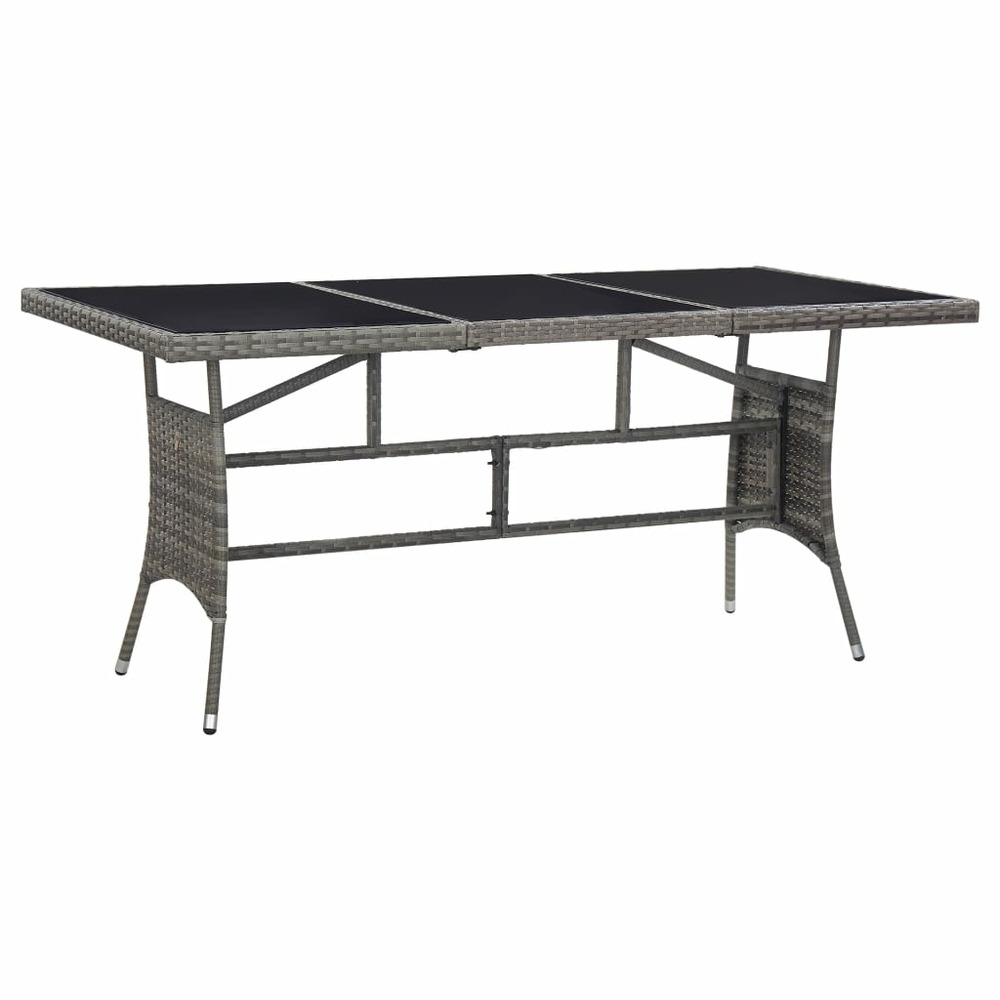 Table de jardin gris 170x80x74 cm résine tressée