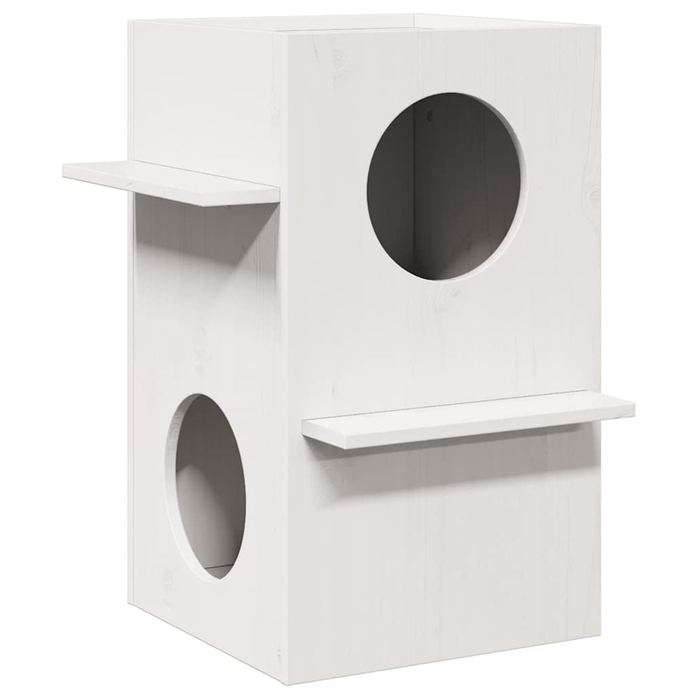 Maison pour chat blanc 43x43x60 cm bois de pin massif