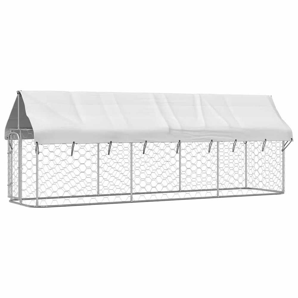 Chenil cage enclos pac animaux extérieur avec toit 400 x 100 x 150 cm argent