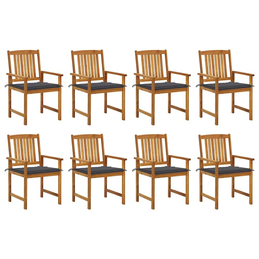 Chaises de jardin avec coussins lot de 8 bois d'acacia solide