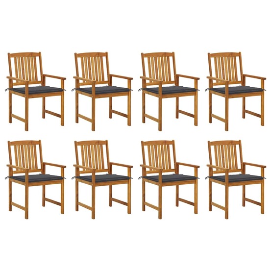 Chaises de jardin avec coussins lot de 8 bois d'acacia solide