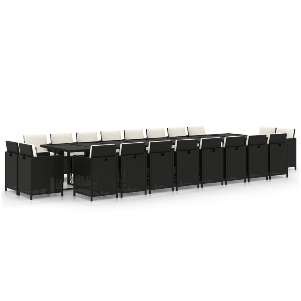 Ensemble à manger de jardin 21pcs coussins noir résine tressée