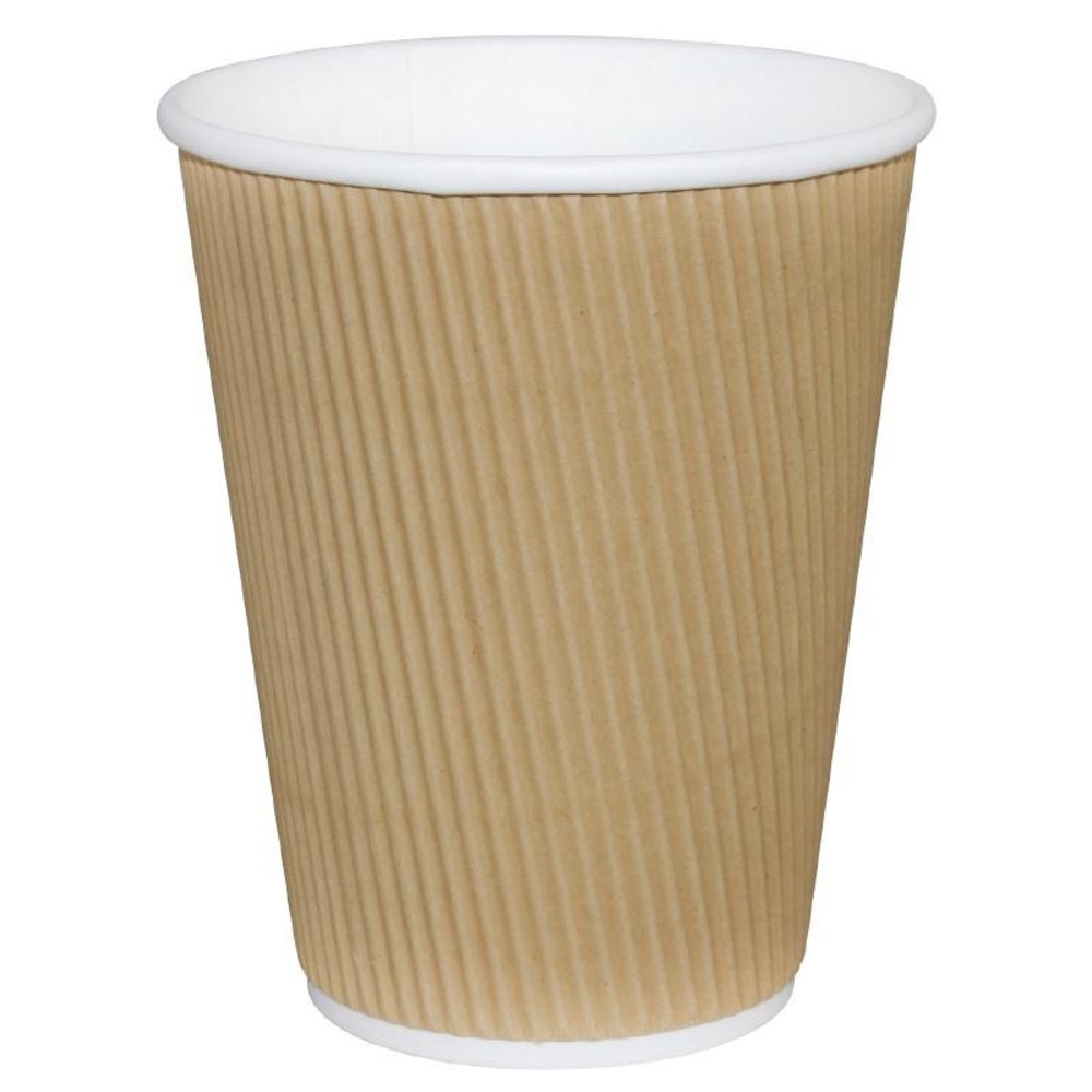 Gobelet paroi isolante ondulée marron clair 340 ml - lot de 500 - fiesta