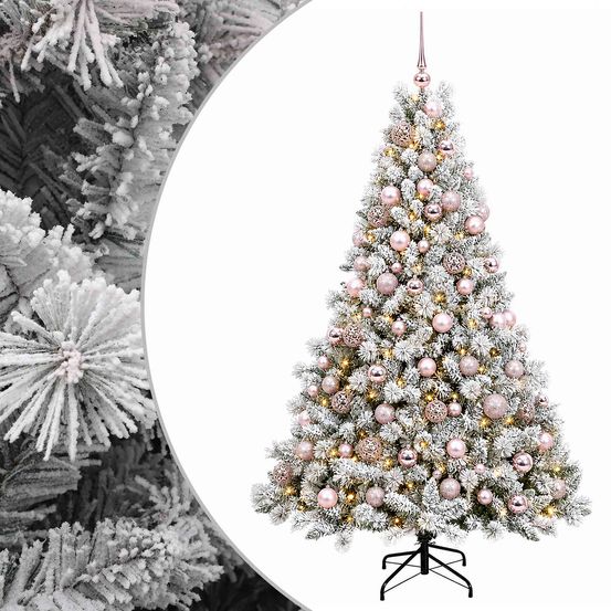 Arbre de noël artificiel avec boule 180 cm 300 led blanc chaud