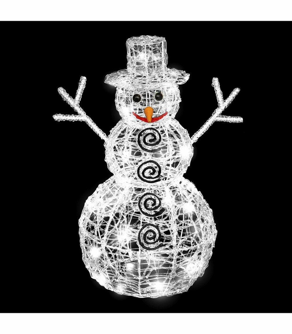 Déco lumineuse bonhomme de neige 3d 96 led blanc froid 8 jeux de lumière h 57 cm